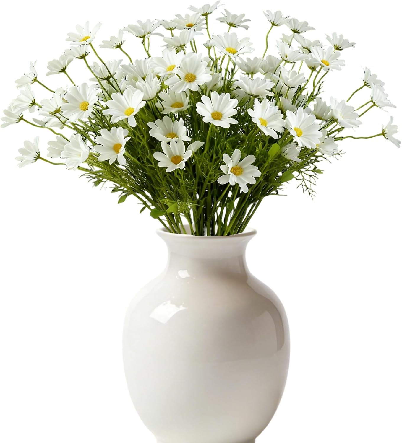 12 PCS Blumenstrauß Seidenblumen Gänseblümchen 19.7in Weiß Langer Stiel Realistische Fake Blumen Dekoblumen für Brautstrauß Arrangement Hochzeit Tafelaufsatz Party Haus Küche Dekor