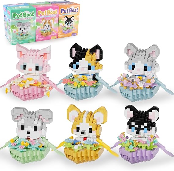 Finger Rock 6Pack Animals Party Favors Building Set, 2387PCS Cute Animals Set for Goodie Bag Stuffers Classroom Prizes, Party Favors Birthday Gift for Adult Teens 14+ (Not Compatible with Major Brand)