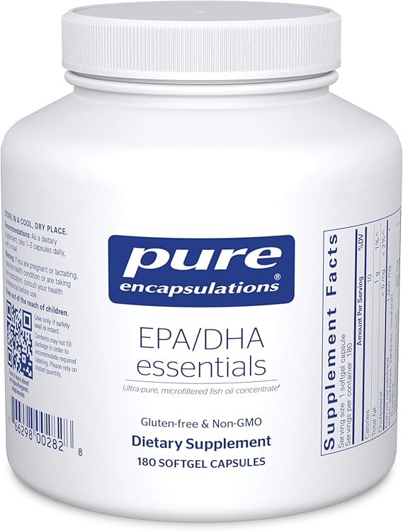 Pure Encapsulations EPA/DHA Essentials - Fish Oil Concentrate Supplement to Support Cardiovascular Health* - Premium EPA & DHA Supplement with Omega 3-180 Softgel Capsules