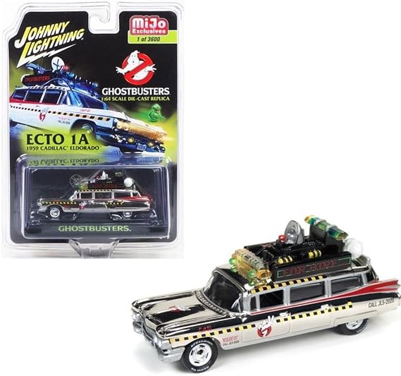 1959 Cadillac Eldorado Ghostbusters ECTO 1A CHROME VERSION 1/64 Scale Diecast Car Model By Johnny Lightning JLCP7026