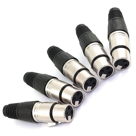 DGZZI 5-Pack Female 3-Pin XLR Plug Solder Type Microphone Audio Cable Connectors Cable Terminals