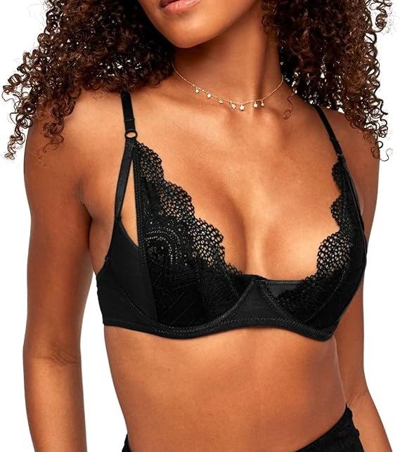 Adore Me Kaia Contour Unlined Bra - 30A-46DDD Underwire Bra for Women with Padded Quarter Cups, Adjustable Straps, Lace