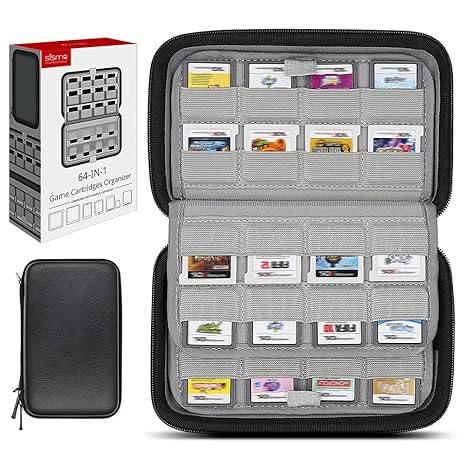 sisma 64 DS 3DS Switch Game Case Compatible with Nintendo Game Cartridges, Cards Holder Organizer Home & Travel Safekeeping Storage Case Carrying Bag