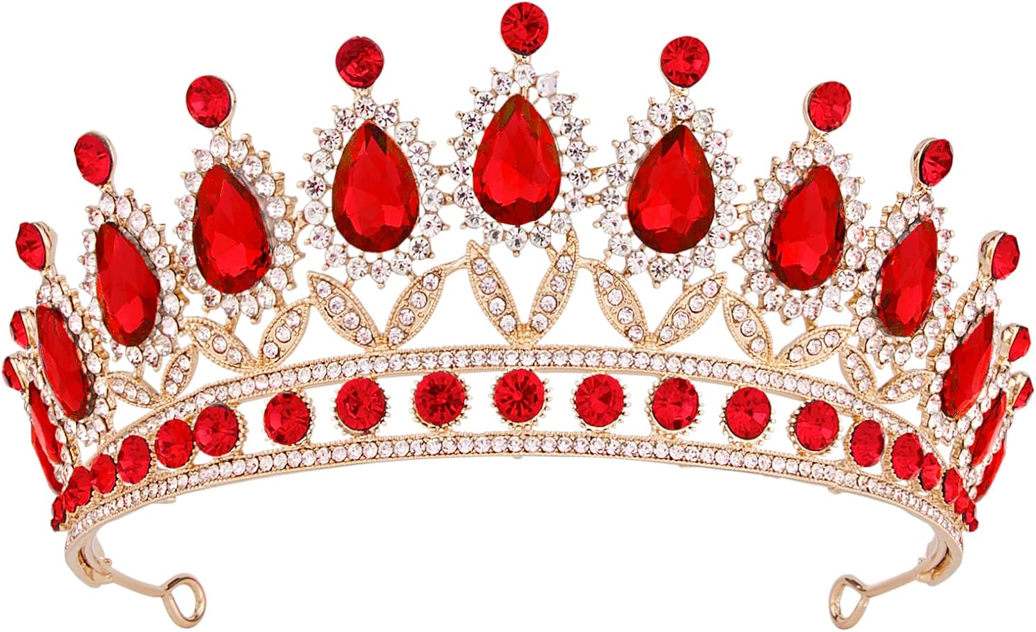 Tiara for Women, Vofler Gold Crown w Ruby - Royal Queen Red Crystal Rhinestone Headpiece Headband for Princess Girls Kids Bridal Birthday Wedding Pageant Prom Homecoming Halloween Costume Party