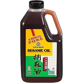 Kikkoman No Preservatives Added Non-GMO Toasted Sesame Oil, Perfect for Grilling, Baking & All-Purpose Seasoning for Cooking - 1.25 Quarts