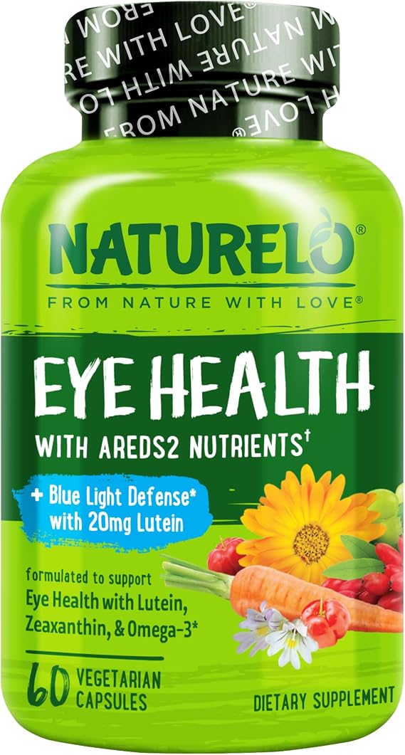 NATURELO Eye Vitamins, AREDS 2 Formula, 60 Vegan Capsules