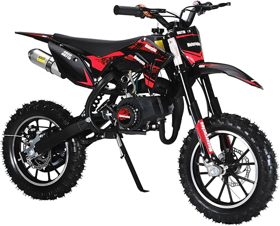 50CC 2-Stroke Kids Dirt Bike Age 8-14 | Pro Gas Pocket & Powered Motorcycle | Easy Pull Start | Kids Gift (Red)