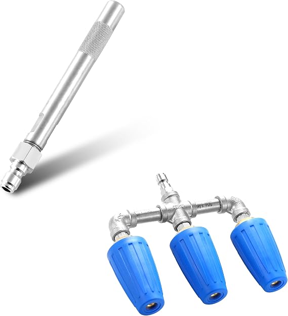 Pressure Washer Long Range Chemical Nozzle, Shooter Tip Pressure Wash, Compatible with Ladder Saver for 1000 to 6000 PSI, Triple Turbo Nozzle Pressure Washer, 3-in-1 Power Washer Turbo Nozzle