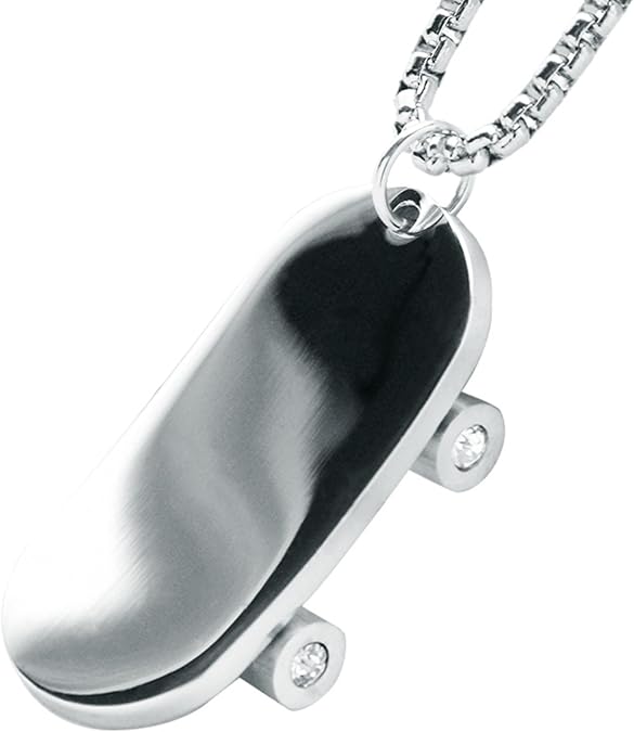 Fashion Stainless Steel Skateboard Pendant with Box Chain 24" SCP 184