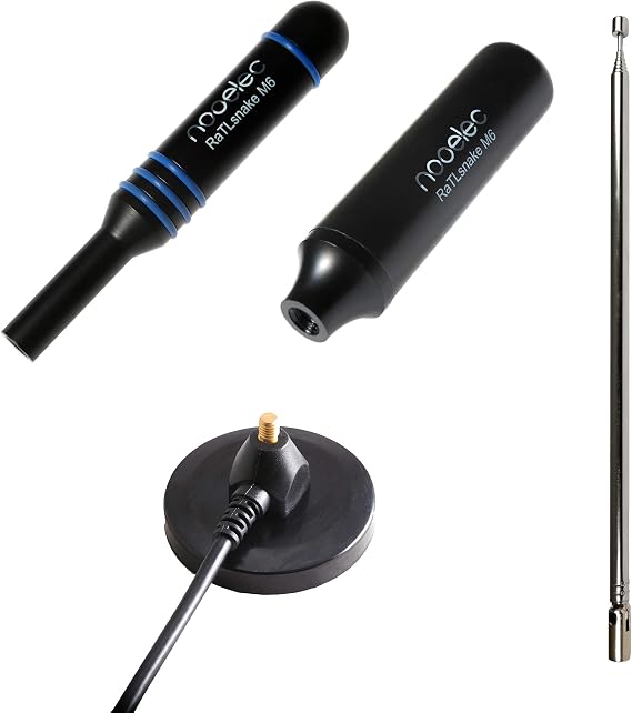 RaTLSnake M6 v2 - Premium 3-Antenna Bundle for NESDR, RTL-SDR, HackRF, and Other Software Defined Radios. Magnetic Whip Antenna Set Made with Low-Loss RG58 Cable for Radios with 50 Ohm SMA Connectors