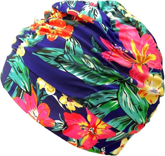 Honbay Pleated Swimming Cap Long Hair Swim Cap Bathing Cap, Non-Waterproof (Canna)