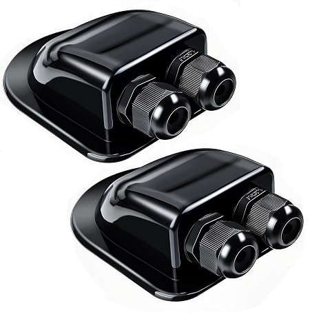 2 Pack Solar Double Cable Entry Gland IP68 Waterproof ABS Dual Cable Entry Housing for Solar Panels of RV, Caravan Boat