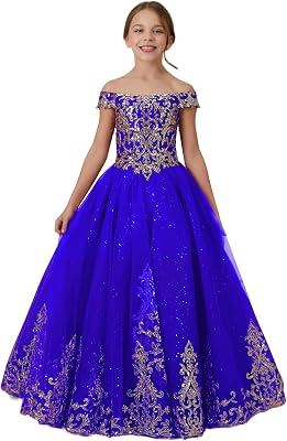Jirocum Girls Lace Appliques Beaded Pageant Dresses Sequins Flower Girl Kids Festival Birthday Bridesmaid Gowns