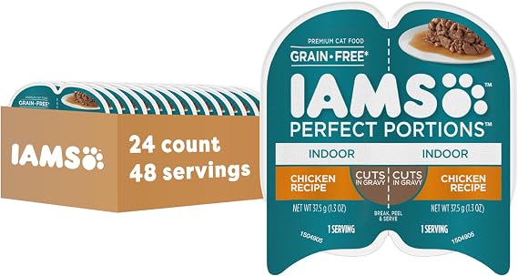 IAMS Perfect Portions Indoor Cuts in Gravy Wet Cat Food, Chicken, 24 Count