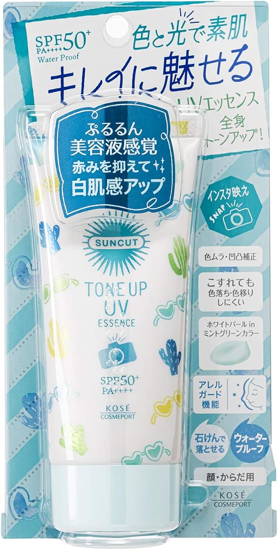 KOSE Suncut Sunscreen Tone Up UV Essence Mint Green Color Control Waterproof 80g Crystal Floral Fragrance