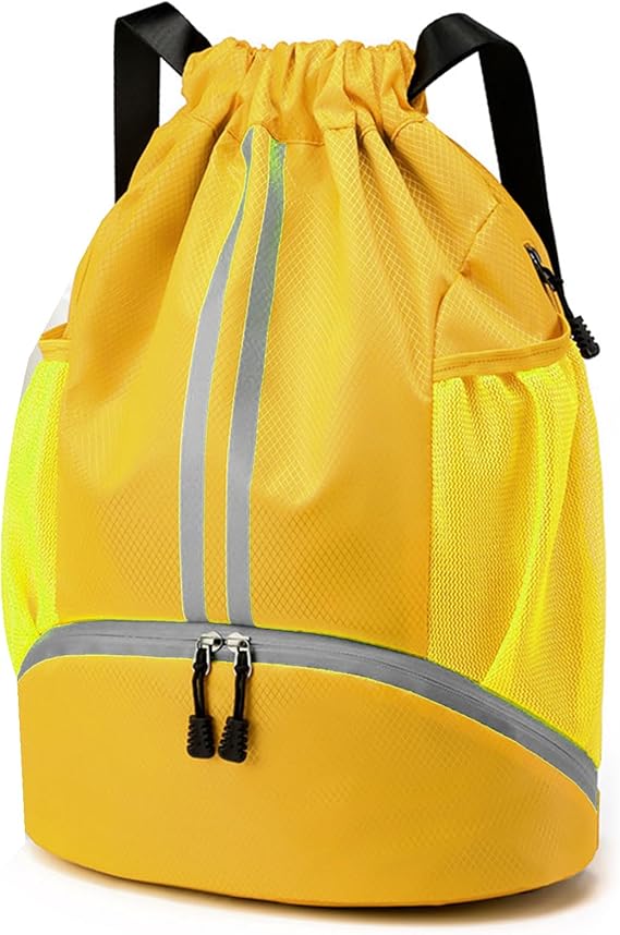 Veki Drawstring Gym Bag, Swim Bags, Sports Bag, Swimming Backpack | Waterproof Bag Mens, Sport Bag Women with Dry/Wet Separation for Adluts, Large String Bag with Pockets for Ball,Travel