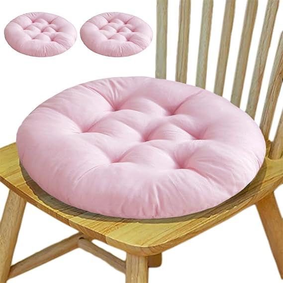 Chair Cushions Set of 2 15.8'' Supportive Round Chair Cushions with Elastic Filling Washable Anti-Slip Round Seat Cushion for Kitchen and Dining Room Chairs