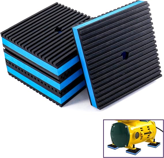 Mxclimate Rubber Anti Vibration Pads,Rubber-EVA Vibration Dampeners 4" x 4" x 7/8" Isolation Pad for Air Compressor,HVAC,Treadmill,Washer and Dryer 4Pack