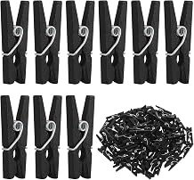 VORCOOL 100 Pcs Mini Wooden Clothespins Black Heavy Duty Natural Wood Clips for Hanging Photos Crafts Home Decorations Holiday Displays Versatile Utility Clips