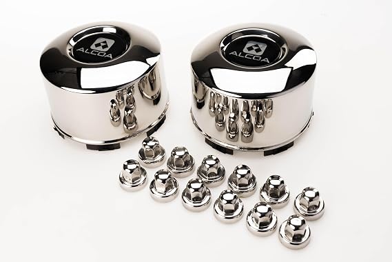 Alcoa 022135 Genuine Stainless Steel Rear Hub Cover Kit | Fits Sprinter 3500 RVs with 16" Alcoa Wheels | Winnebago View & Navion | Includes 2 High-Hat Caps & 12 Lug Covers | Replaces 022120