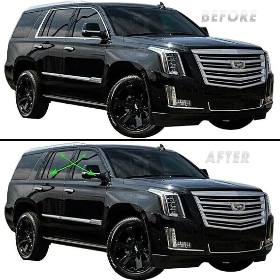 Chrome Delete Blackout Vinyl Overlay for 2015-2020 Cadillac Escalade Window Trim (Matte Black)
