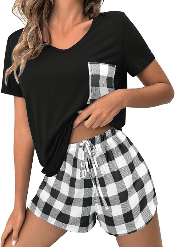 JUSTFASHIONNOW Pajamas for Women Set 2 Piece Short Lounge Sets Sleepwear
