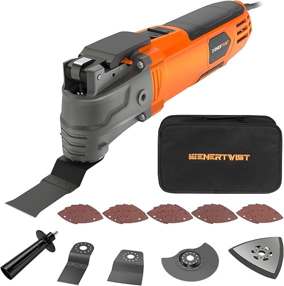 ENERTWIST 4.2 Amp Oscillating Multitool Kit with 31pcs Saw Accessories | 5 Oscillation Angle, 6 Variable Speed, Auxiliary Handle, Carrying Bag, Quick Change Accessory Powerful Oscillating Saw