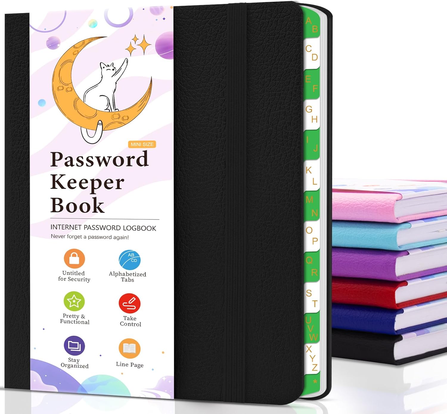Passwortbuch mit Alphabetischen Registern Kleines Passwortbuch 115 X 155 CM Passwortnotizbuch für die Aufbewahrung Ihrer Kontodaten Hardcover-Passwortbücher für Zuhause und Das Büro - Schwarz