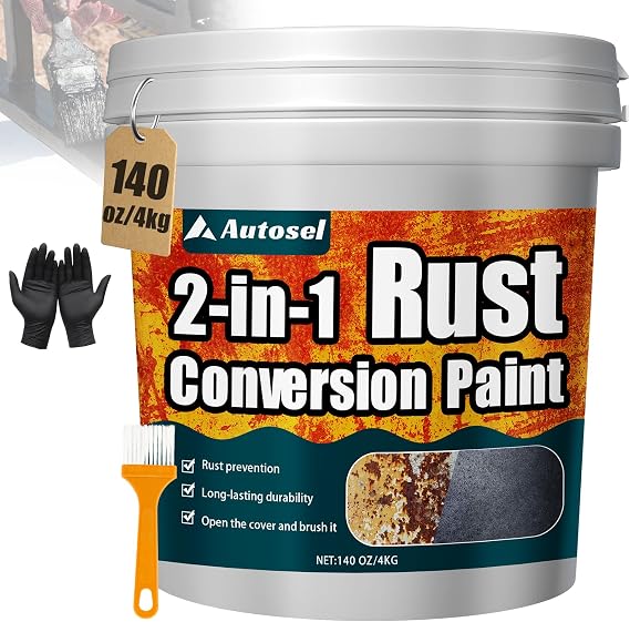 Ultra 2-in-1 Rust Converter & Metal Paint, 140 oz Rust Reformer & Metal Primer, rust remover for metal, Stops Rust & Corrosion, rust inhibitor for Automotive, Marine, Tools & Steel Surfaces Black
