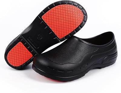 Unisex Non Slip Work Clogs - Slip, Water & Oil Resistant Shoes for Kitchen Chef Nursing Gardening Professionals - Comfortable Waterproof Work ShoesMen 7.5-11.5Women 8.5-12.5