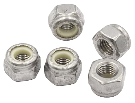 LBY 50pcs Lock Nuts, 1/4-28 Nylon Insert Hex Lock Nuts, 304 Stainless Steel (Silver)
