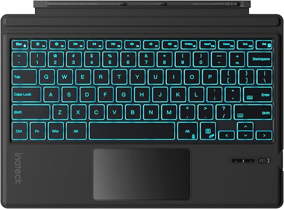 Inateck for Surface Pro 7 Keyboard with Precision Touchpad, Bluetooth 5.3, 7-Color Backlight, Compatible with Surface Pro 7/7+/6/5/4, KB02027 Black | For Surface Pro 7/7+/6/5/4, Bluetooth 5.3, 7-Color Backlight, Black