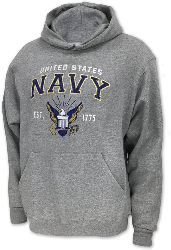 Armed Forces Gear Navy Eagle Est. 1775 Hood - Official Licensed Navy Sweats for Men