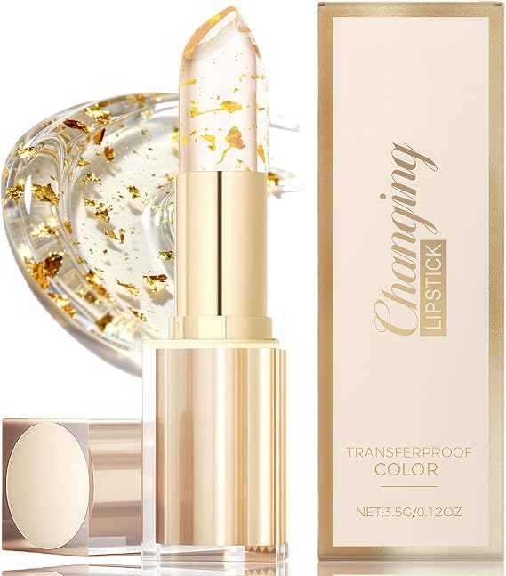 Colour Changing Lipstick, ransfer Proof & 24H Long Lasting PH, Clear to Pink Moisturizing Glossy Lipstick for Women