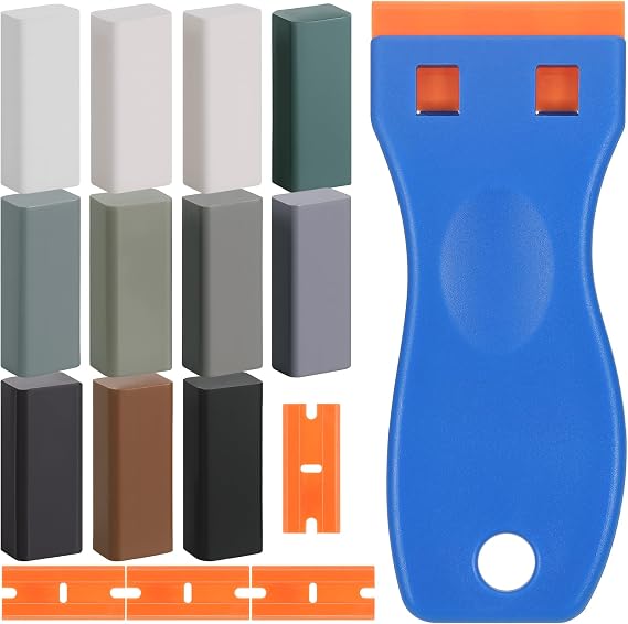 Grey Laminate Floor Repair Kit, 11 Colored Wax Filler Wood Repair Sticks with Scraper for Wood Scratch Repair, Laminate Worktop Repair Kit, Vinyl Floor Repair Kit for Wooden Floor Scratch Furniture