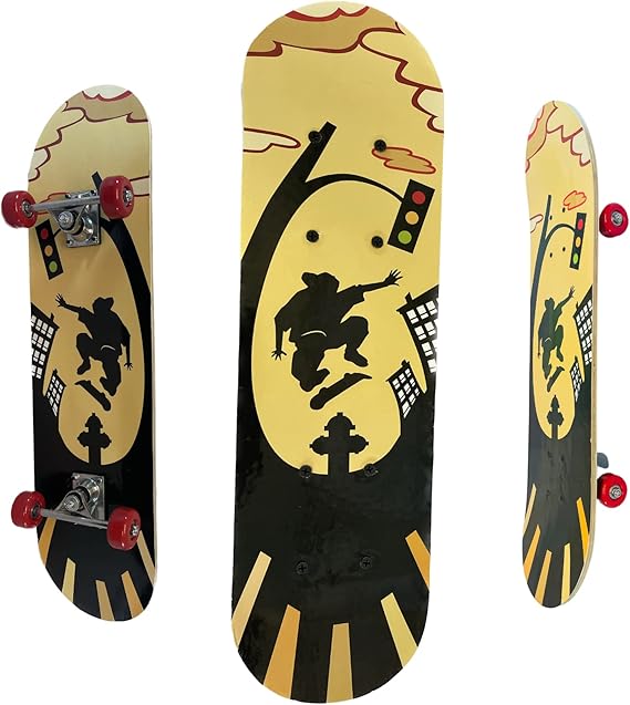31 x 8 inch Complete Skateboard for Beginners, Layer Canadian Maple Double Kick Deck Concave Cruiser Trick Skateboard for Kids and Adults with Skate