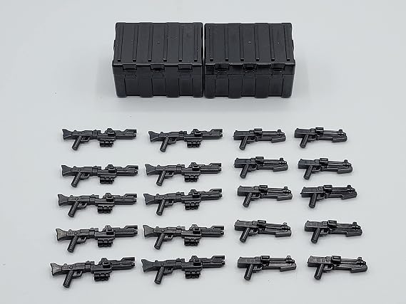 Custom DC-15 Blaster Cache Box Set with 20 Compatible Toy Weapons, Black Storage Cases, Military Style Accessories