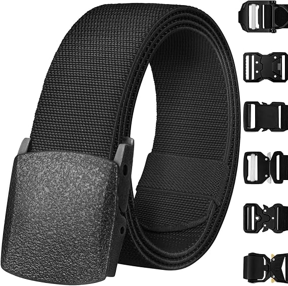 TECEUM Tactical Belt Black B2 M Heavy-Duty Military, Work, Hiking,Rigger, Utility, EDC Mens Belts Quick-Release Nylon Web