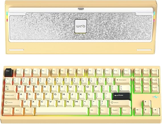 KEEBMONKEY WOBKEY Crush 80 Reboot CNC Aluminum 5-Second Quick-Release Triple-Mode Connectivity Mechanical Keyboard with Superior Acoustics (Pro Yellow)