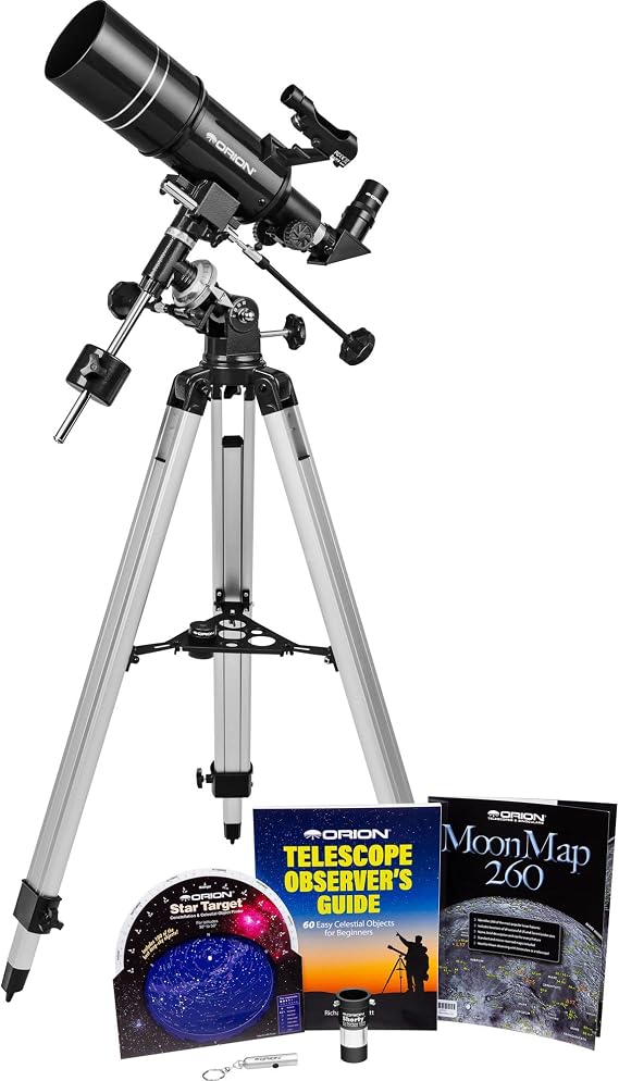 Orion Observer 80ST 80mm 赤道屈折望遠鏡キット 大人&家族用 - 初心者向けコンパクト望遠鏡キット 接眼レンズとアクセサリー付き