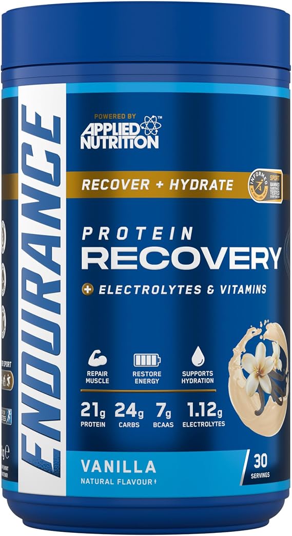 Applied Nutrition Endurance - Post Exercise Recovery Drink, Protein Powder with Carbohydrates Electrolytes BCAAs Vitamins & Minerals (1.5kg - 30 Servings) (Vanilla)