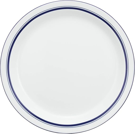 DANSR DANSK Bistro Salad Plate 8.9 inches (22.5 cm), Microwave, Oven, Dishwasher Safe TH07302CL Plates, Blue Line, DANSK Danish Traditions, Sleek Simple Ceramic Bistro Salad Plate Diameter 8.9 inches