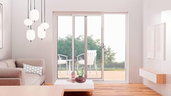 Patio Exterior Metal-Plastic Sliding Doors/Patio 8166 White Silk 72" x 80" Left Active Door/Tempered Clear Glass Bypass Door