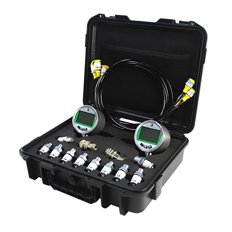 Digital Pressure Gauge Kit with Test Hoses Couplings, Hydraulic Gas Water Pressure Test Kit with Backlight Set 16MPA 70Mpa 3 Hoses 12 Couplings