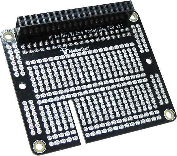 Raspberry Pi 3 Prototyping Board Proto Breadboard HAT by MakerSpot Soldered with Female Pin Connector PCB for Raspberry Pi 2 Pi 3 A+ B+ (1 Pack)