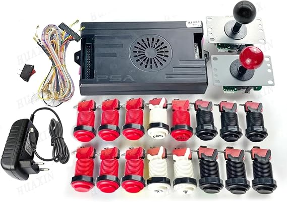 9800 DX Special Plus DIY Kit 8 Way Joystick Arcade Style Push Button Arcade Video Game Console Cabinet (Red + Black)
