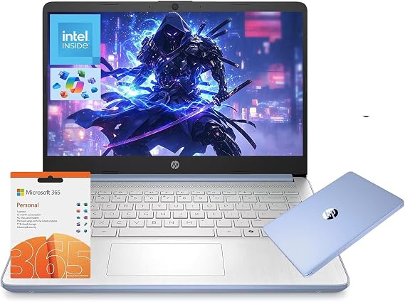 HP 14" Laptop, Intel Processor N150 (Beat i3) 4GB RAM 128GB UFS 1-Year Office 365 Copilot AI Win11 WiFi6 Computer for Creator Business Gaming Student
