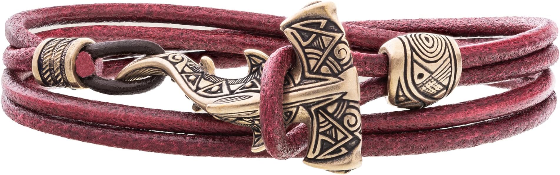 Maori Leather Bracelet with Hammerhead Shark Gift for Men Women Ocean Armband for Him and Her Nautical Beach Surfer Tribal Jewelry