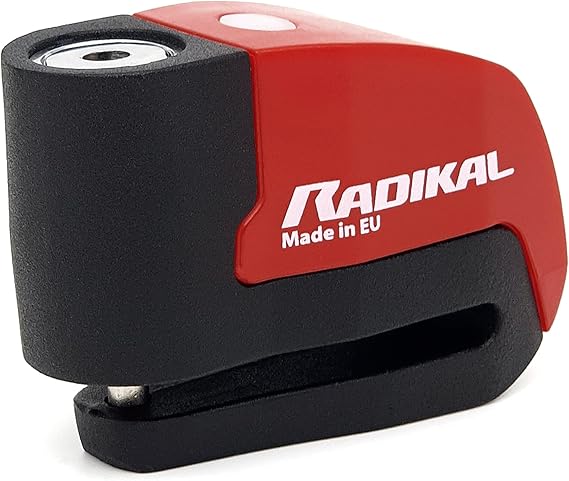 RADIKAL RK6 Disc Lock Alarm, Hi-End 120db Alarm, ON/Off Button, Warning LED, Waterproof Metal, Lithium Battery, Universal Anti Theft Wheel Brake Lock for Motorcycle, Scooter, Bike, Electric Scooter