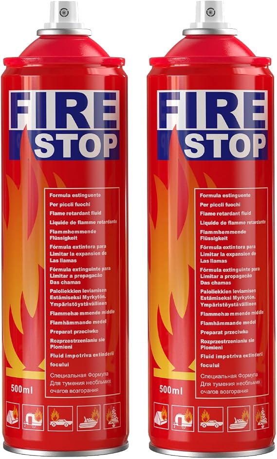 AmzBoom Fire Extinguisher 2-Pack with Mounting Bracket for Home, Kitchen, Car, Grill - Portable Small A, B, C, K Fire Extinguisher - 8-in-1 - Prevents Reignition.
